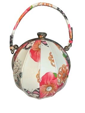 DS Bags Floral Butterfly Hard Case Spherical Round Purse Crystal Clasp Novelty